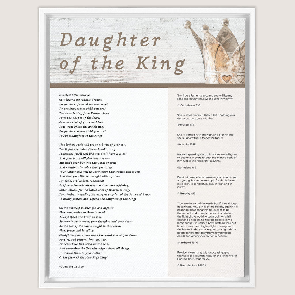 Daughter of the King Framed Stretched Canvas