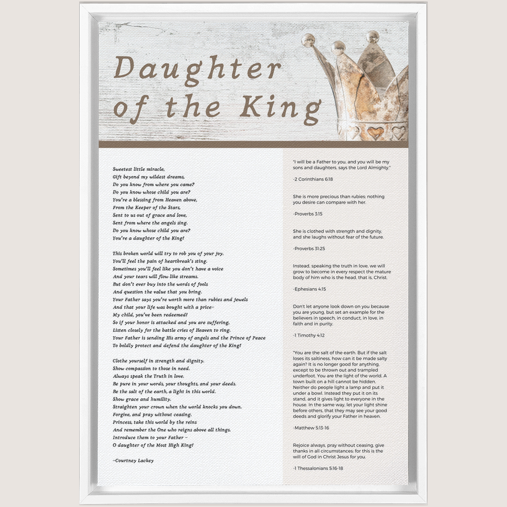 Daughter of the King Framed Stretched Canvas